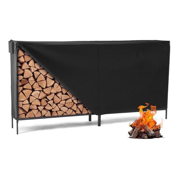 SONGMY 8FT Heavy Duty Firewood Storage Rack, Firewood Storage Log Rack with Cover and Zipper, Indoor Outdoor Wood Racks for Fire Wood Holder