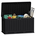 thumbnail image 1 of SONGMY 90 Gallon Waterproof Resin Deck Box, Double Wall Outdoor Storage Box with Lockable Lid for Garden Tools, Patio Cushions, Pools (Black), 1 of 6