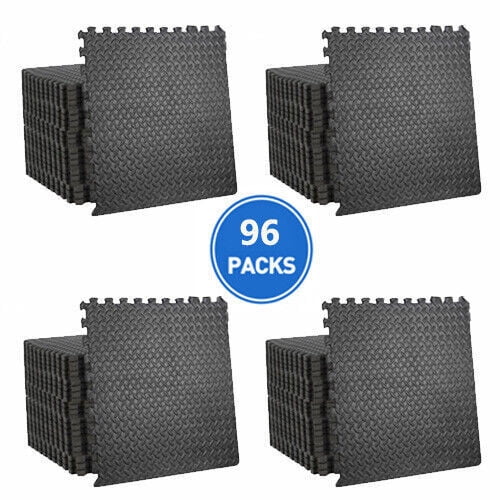 SONGMY 96-Piece Puzzle Exercise Mat, EVA Foam Interlocking Tiles 384 SQ. FT Coverage, Gym Floor Mats for Exercise