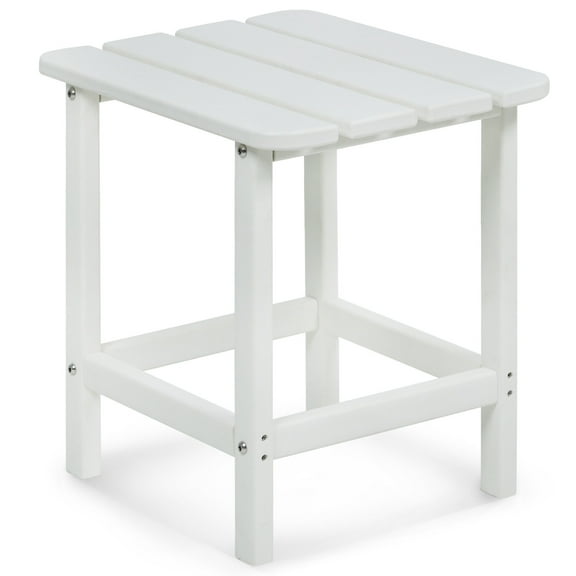 SONGMY Adirondack Side Table, Rectangular HDPE End Table, Weather Resistant and Easy Maintenance,White,18x15x19