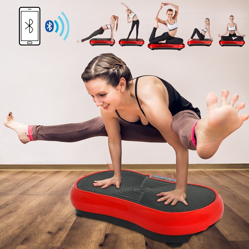 SONGMY Black Vibration Plate Fitness Machine, Whole Body Exercise Vibration Platform with Bluetooth MP3, Massage Vibration Trainer