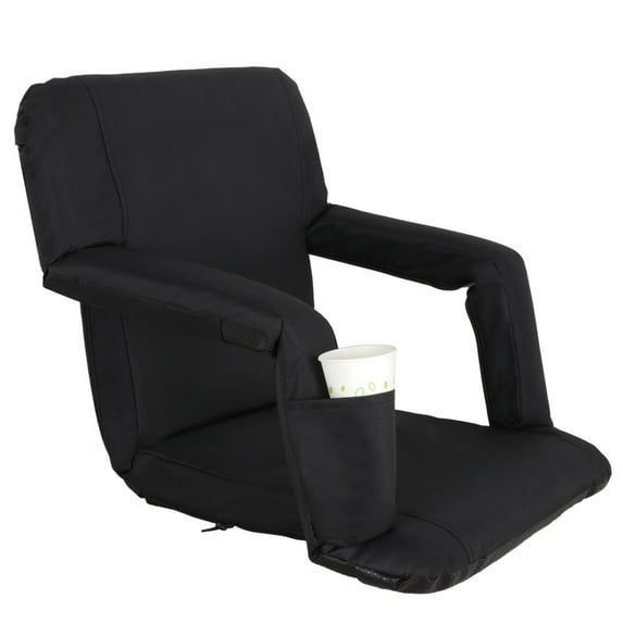 SONGMY Bleacher Seat Reclining Stadium Seat Chair, Black with Back Cushion 5 Reclining Position, Portable Stadium Chair