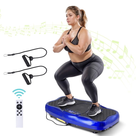 SONGMY Blue Vibration Plate Fitness Machine, Whole Body Vibration Platform Exercise Machine with Remote, Vibration Trainer for Home Gym