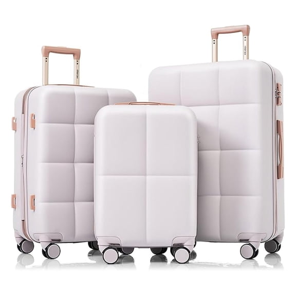 SONGMY Hard Shell Suit case with Spinner Wheel Lightweight TSA Lock, Gray(Horizontal Stripe), 20/24/28 Inch