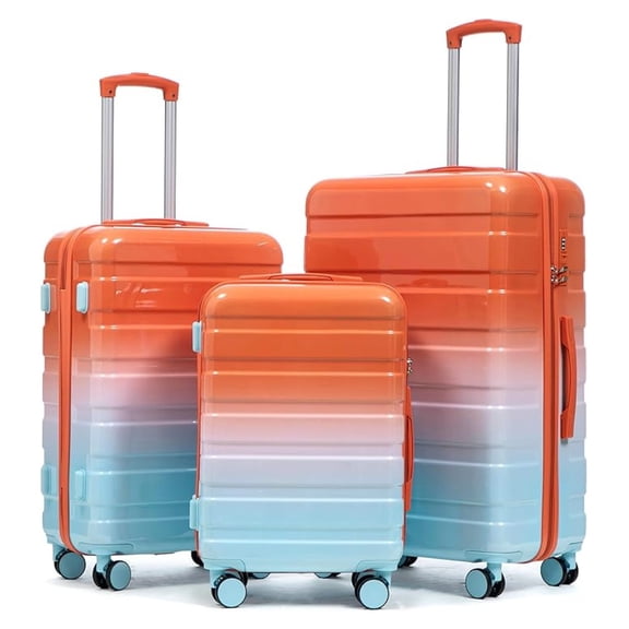 SONGMY Hardshell Luggage, Durable PC Suitcase with Double Spinner Wheels, Transition Red, 20/24/28 Inch