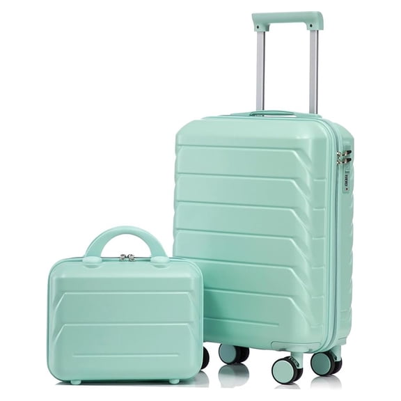 SONGMY Hardshell Luggage, Lightweight Suitcase with Spinner Wheels, 20/14 Inch, Mint+ABS, 14/20 Inch
