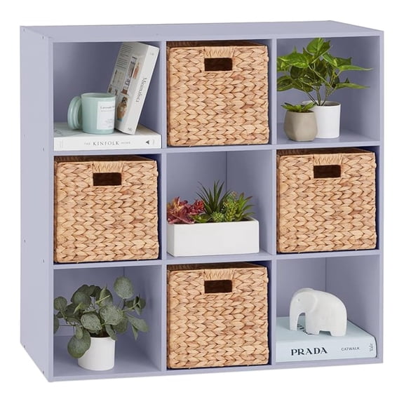 SONGMY Kids Bookcase 9-Cube Storage Organizer, 11in Shelf Opening, Bookshelf, Toy Storage, Customizable w/ 3 Removable Back Panels – Lavender