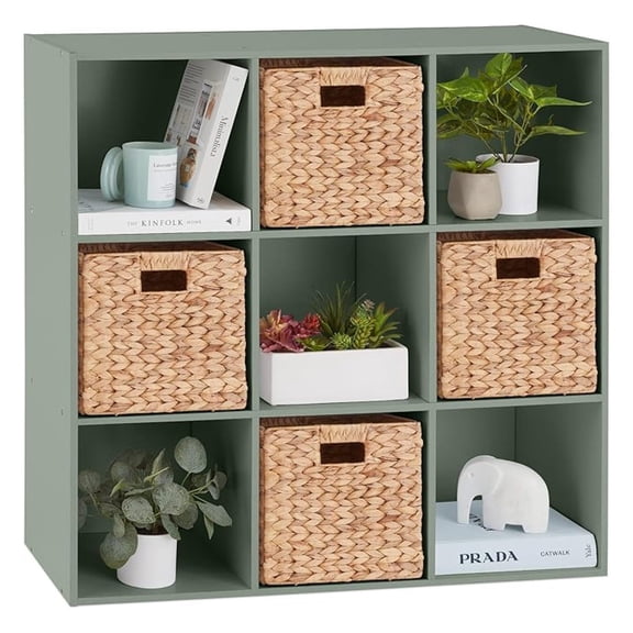 SONGMY Kids Bookcase 9-Cube Storage Organizer, 11in Shelf Opening, Bookshelf, Toy Storage, Customizable w/ 3 Removable Back Panels – Sage