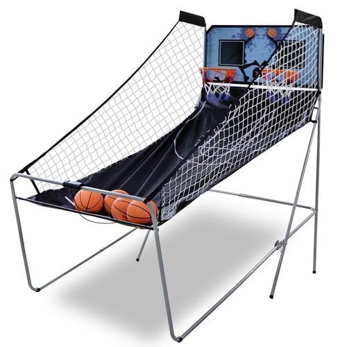 SONGMY Mini Basketball Hoop, Double Electronic Hoop Backboard Systems, Portable Indoor Outdoor Basketball Set for Kids