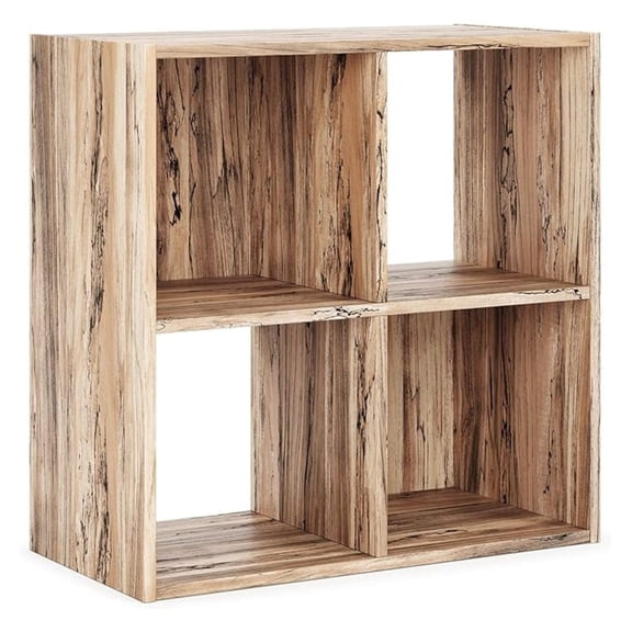SONGMY Modern 4 Cube Storage Organizer or Bookcase, Natural Brown