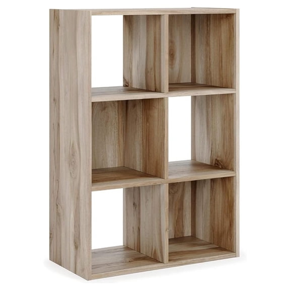 SONGMY Modern 6 Cube Storage Organizer or Bookcase, Natural Brown