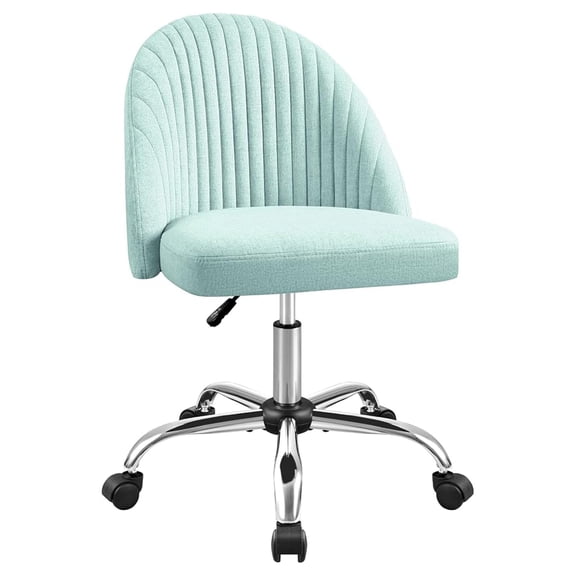 SONGMY Office Chair Armless Cute Desk Chair Modern Adjustable Swivel Padded Fabric Vanity Task Computer Chair Home Office Desk Chairs with Wheels (Bright Green)