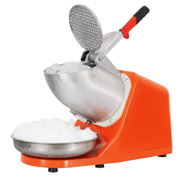 SONGMY Orange Electric Ice Crusher, Shaved Ice Machine Snow Cone Maker, Commercial Grade Ice Shaver