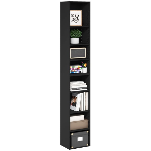 SONGMY PASIR Book Shelf, 8-Tier Bookshelf, Bookcase with Open Shelf, 9.3 x 11.8 x 70.9, for Living Room, Bedroom, Home Office, Blackwood