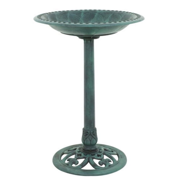 SONGMY Pedestal Bird Bath, Antique Green Style Bird Bath Feeder, Outdoor Garden Decoration for Yard Patio