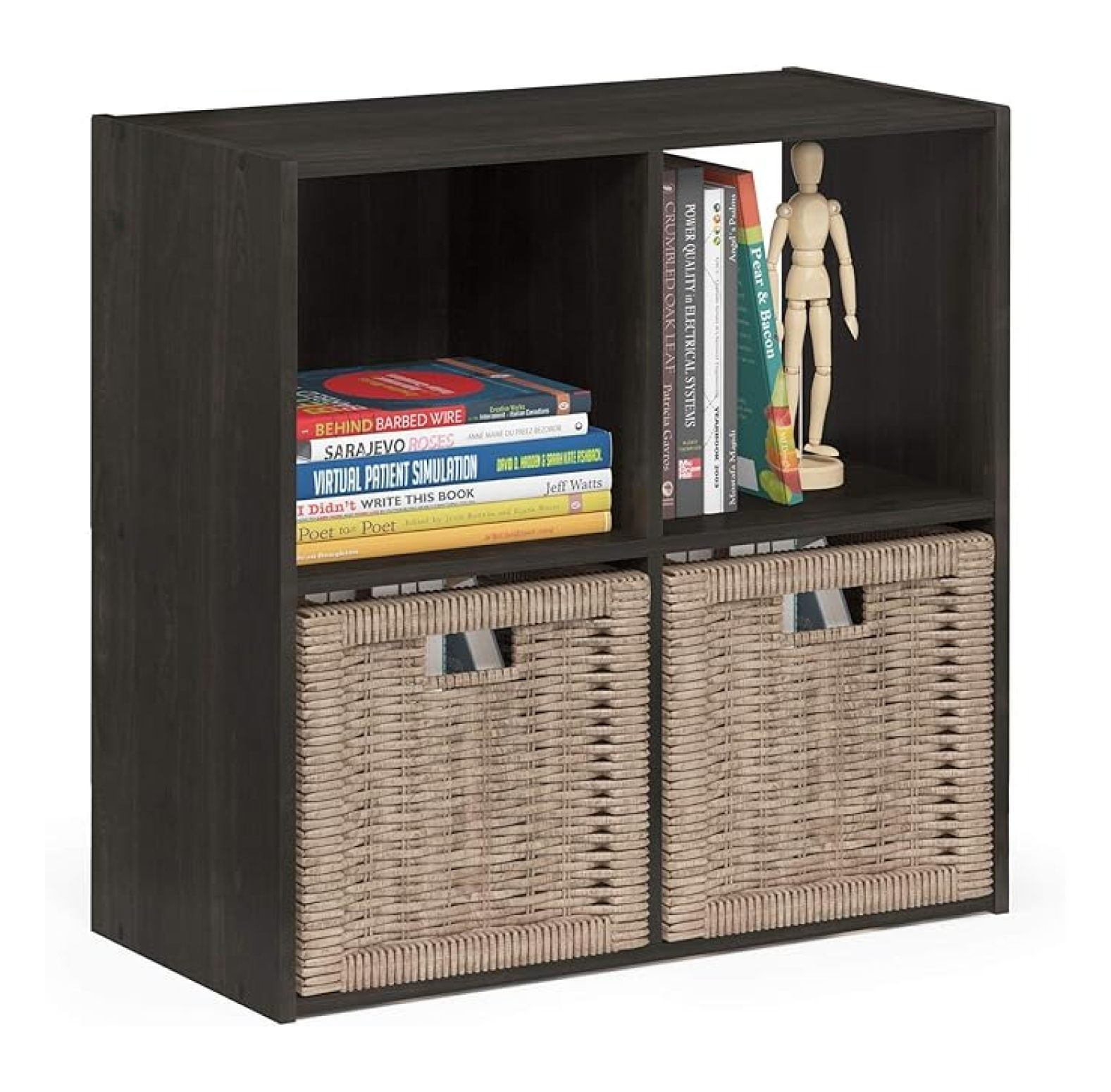 SONGMY Pelli Cubic Storage Cabinet, 2x2, Espresso
