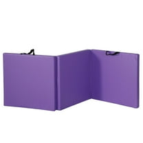 SONGMY Purple 6'x2' Folding Exercise Mat, Thick Foam Tri-Fold Fitness Gym Mat, PU Leather Workout Mat for Yoga Gymnastics