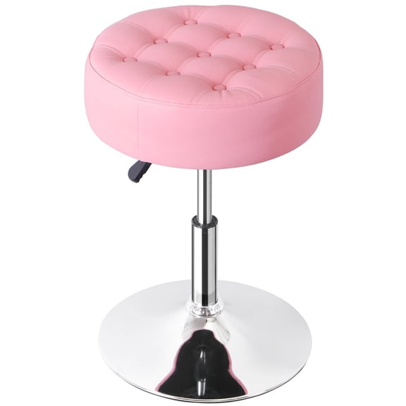 SONGMY 1 PC PU Leather Vanity Stool, Pink Adjustable Height Swivel Makeup Chair