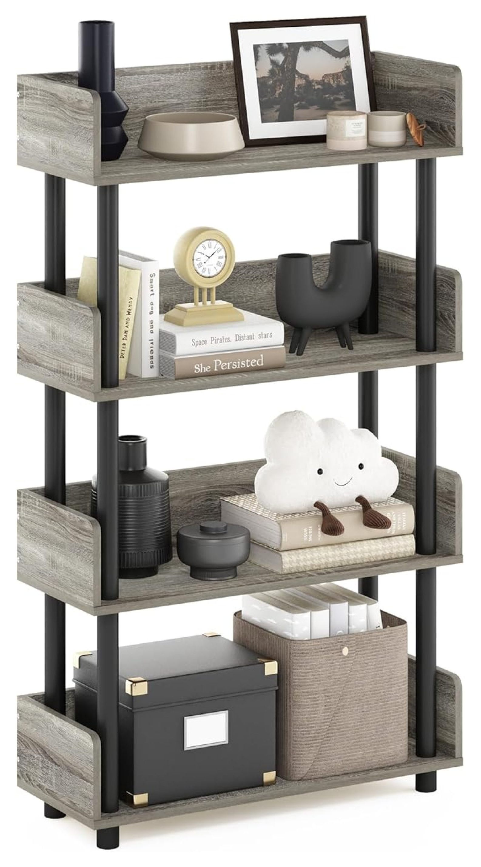 Shelf Rounded Edges SONGMY TURN-N-TUBE 4-Tier Display Shelf, Storage Shelves, Book Shelf ...