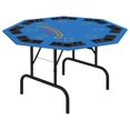 thumbnail image 1 of SONGMY Table Foldable 47" Octagon Casino Table Blackjack Texas Holdem Table for 8 Players with Chips Tray and Cup Holders, Blue, 1 of 9