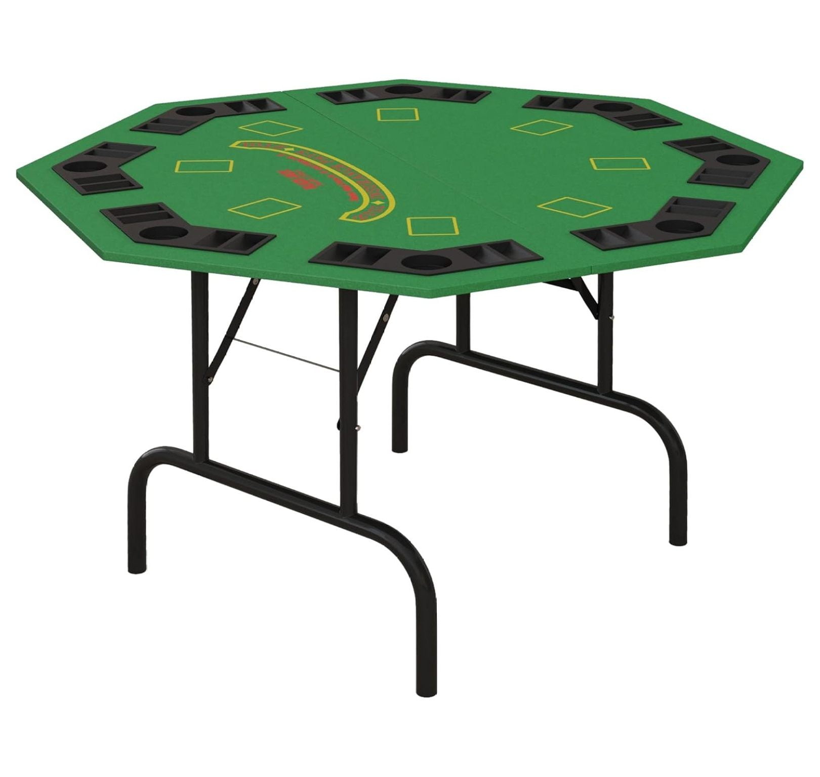 Foldable Green Octagon Casino Table with Felt Surface for 8 Players