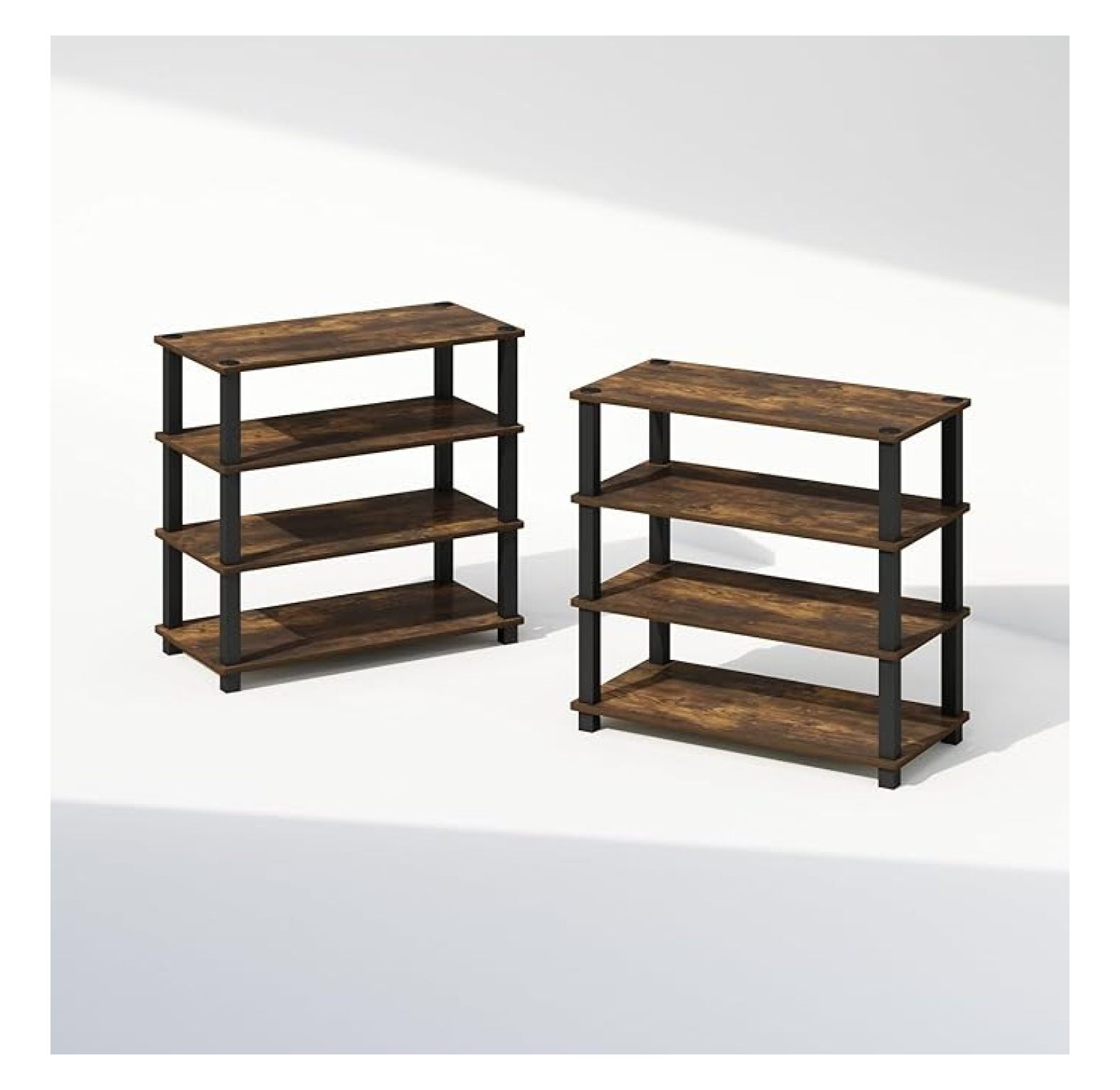 Storage Side Shelf SONGMY Turn-N-Tube Storage Shelves Set of 2, 4-Tier Stackable Standing ...