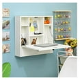 thumbnail image 1 of SONGMY Wall Mounted Computer Desk w/Storage Drawer & Shelves, Compact Floating Table, Space Saving Table Fold Down, Wall Desks for Small Spaces (White), 1 of 9