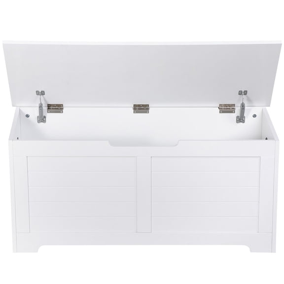 SONGMY White Storage Chest Trunk, Storage Bench with 2 Safety Hinges, Multi-Functional Shoe Bench for Bedroom Living Room