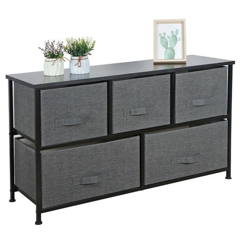 SONGMY Wide 9 Drawer Dresser, Dark Gray Storage Dresser Chest of Drawers Unit for Living Room Bedroom