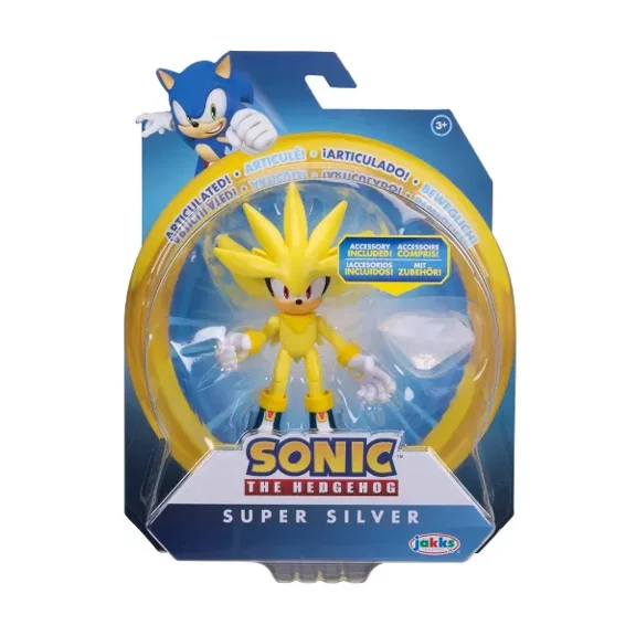 Sonic The Hedgehog Super Silver Action Figure (Modern, with White Emerald)
