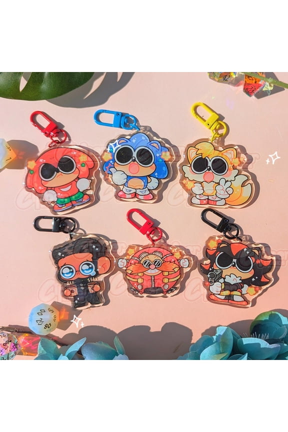 SONIC Inspired Keychain | 2.3" Charms ft. Sonic, Shadow, Tails, Knuckles, Eggman & Agent Stone (1 keychain)