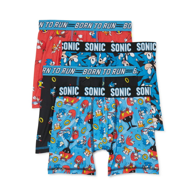SONIC Youth Boy's All Over Print 4 Pack Boxer Briefs, XS-XL