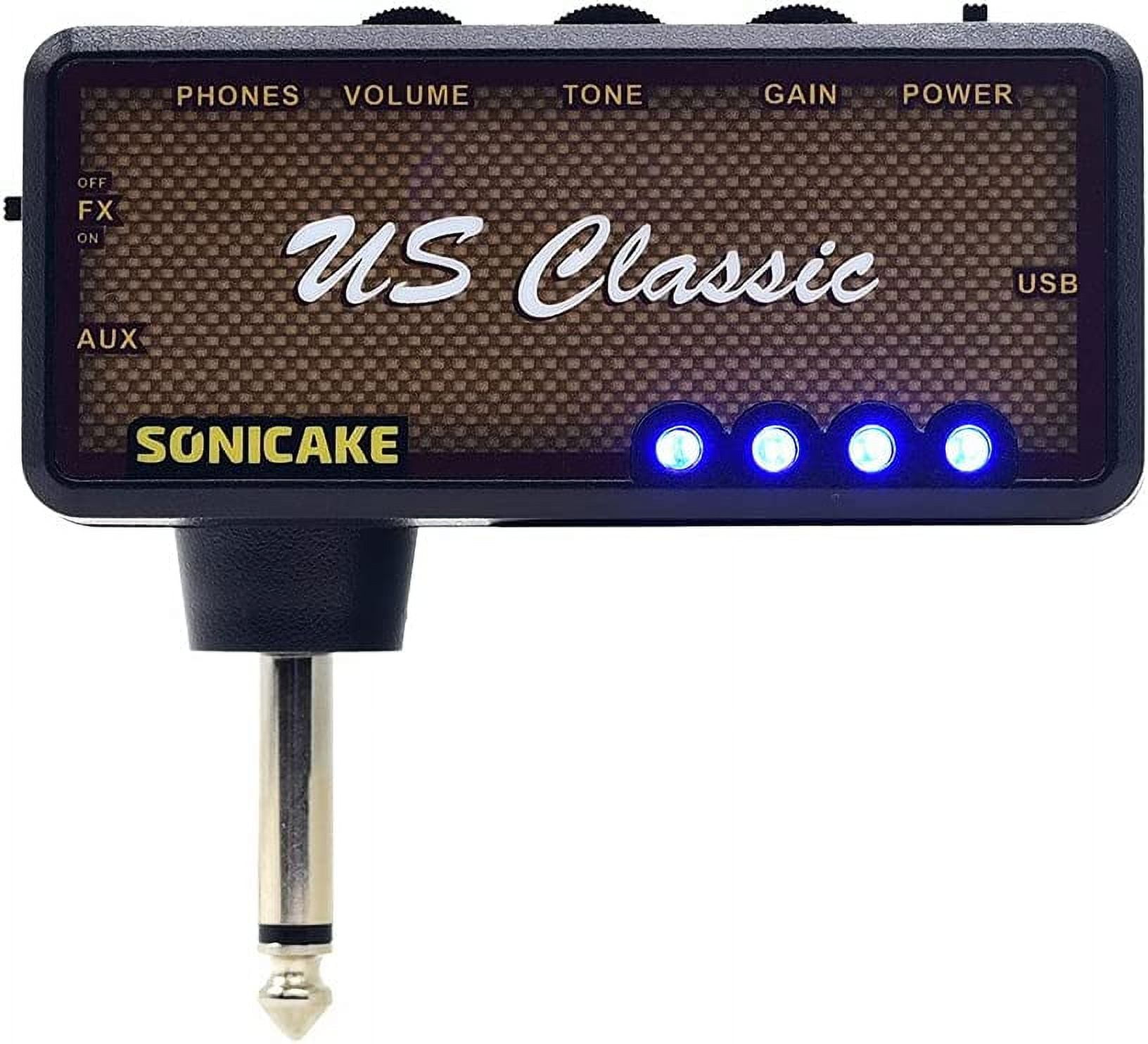 SONICAKE Guitar Headphone Amp Mini Guitar Headphone Amplifier US Classic Rechargeable Pocket Overdrive Reverb Effects US Classic Reverb Effect