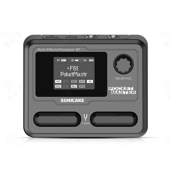 SONICAKE Pocket Master All-in-One Portable Guitar/Bass Multi-Effects Pedal - 100+ Effects, Amp & IR Cabinets, APP Control, Rechargeable, Color Screen, USB Audio Interface (Global English Version)