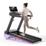 SONITU 16% Auto Incline Treadmill, Foldable with 3-Level Console, Quiet 3.5 HP Motor, 400 lbs Weight Capacity