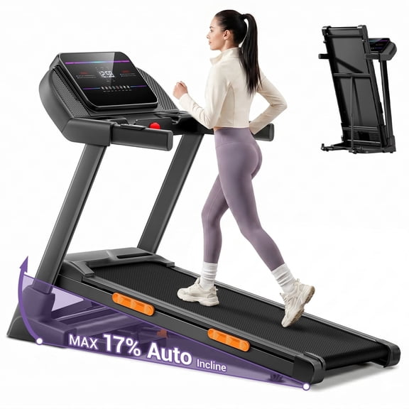 SONITU 4.0HP Folding Treadmills for Home,400lbs Capacity,Treadmills with 17 Levels Auto Incline,8.0MPH Max Speed Portable Running Machine