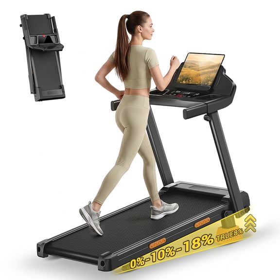 SONITU 4-in-1 Treadmill with 18% Incline and Three Touch Screen, Foldable Portable with Handle for Home/Office, 350 lbs Capacity