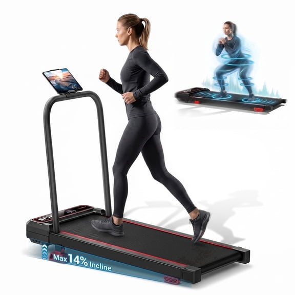 SONITU 5-in-1 Walking Pad with Vibration Plate & 14% Incline, 3.0HP Walking Pad with Handle Bar, Portable Under Desk Treadmill for Home,265LBS Capacity