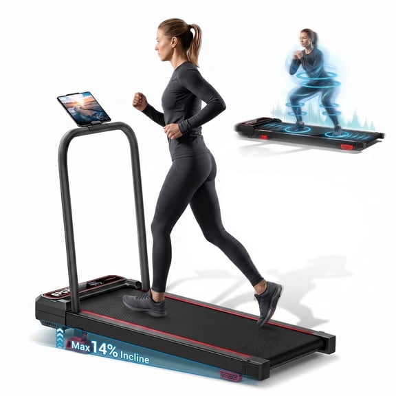 SONITU 5-in-1 Walking Pad with Vibration Plate & 14% Incline, 3.0HP Walking Pad with Handle Bar, Portable Under Desk Treadmill for Home,265LBS Capacity