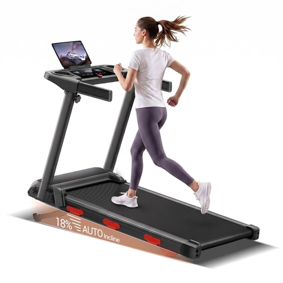 SONITU Folding Treadmill with 18% Auto Incline, 3.0 HP Under Desk Treadmill for for Home Office, 300lbs Capacity, LED Display