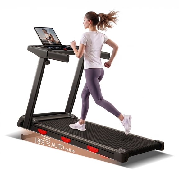 SONITU Folding Treadmill with 18% Auto Incline, 3.0 HP Under Desk Treadmill for Home & Office, 350 lbs Capacity, LED Display