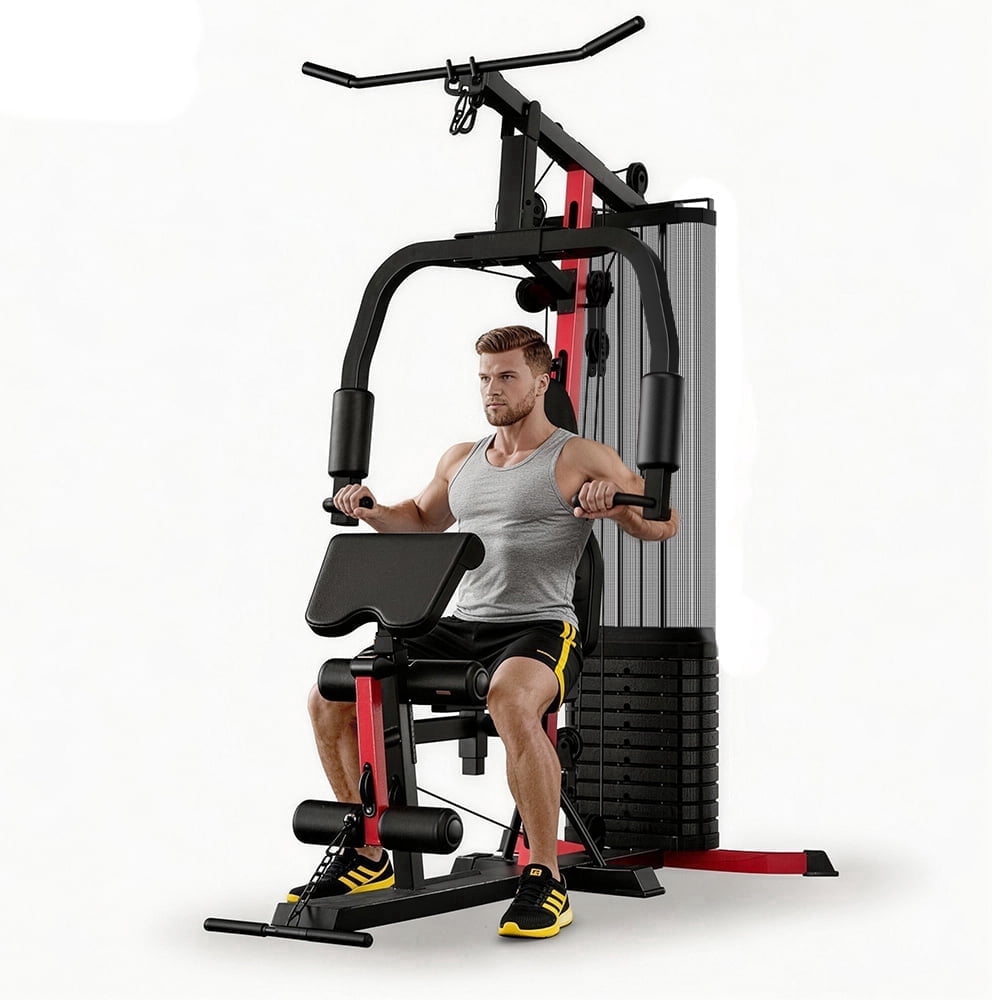 SONITU Home Gym Station with 160 lbs Weight Stack, Full Body Training Equipment, All-in-One Workout Station