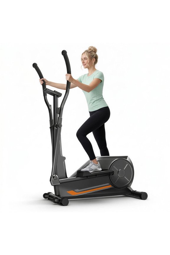 Magnetic Elliptical Machine for Home, 8 Resistance Levels, 12" Stride, LCD Display, 330 lb Capacity