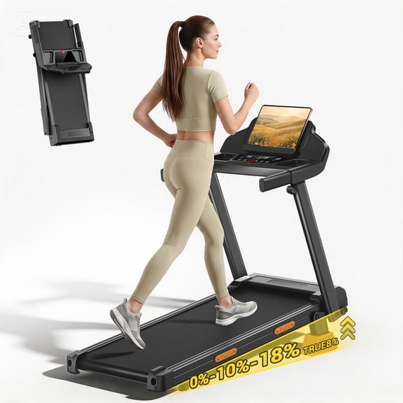 SONITU Portable Foldable Treadmill with Handle Bar,350 lbs Capacity, LED Display for Home Office – Walking & Jogging Machine