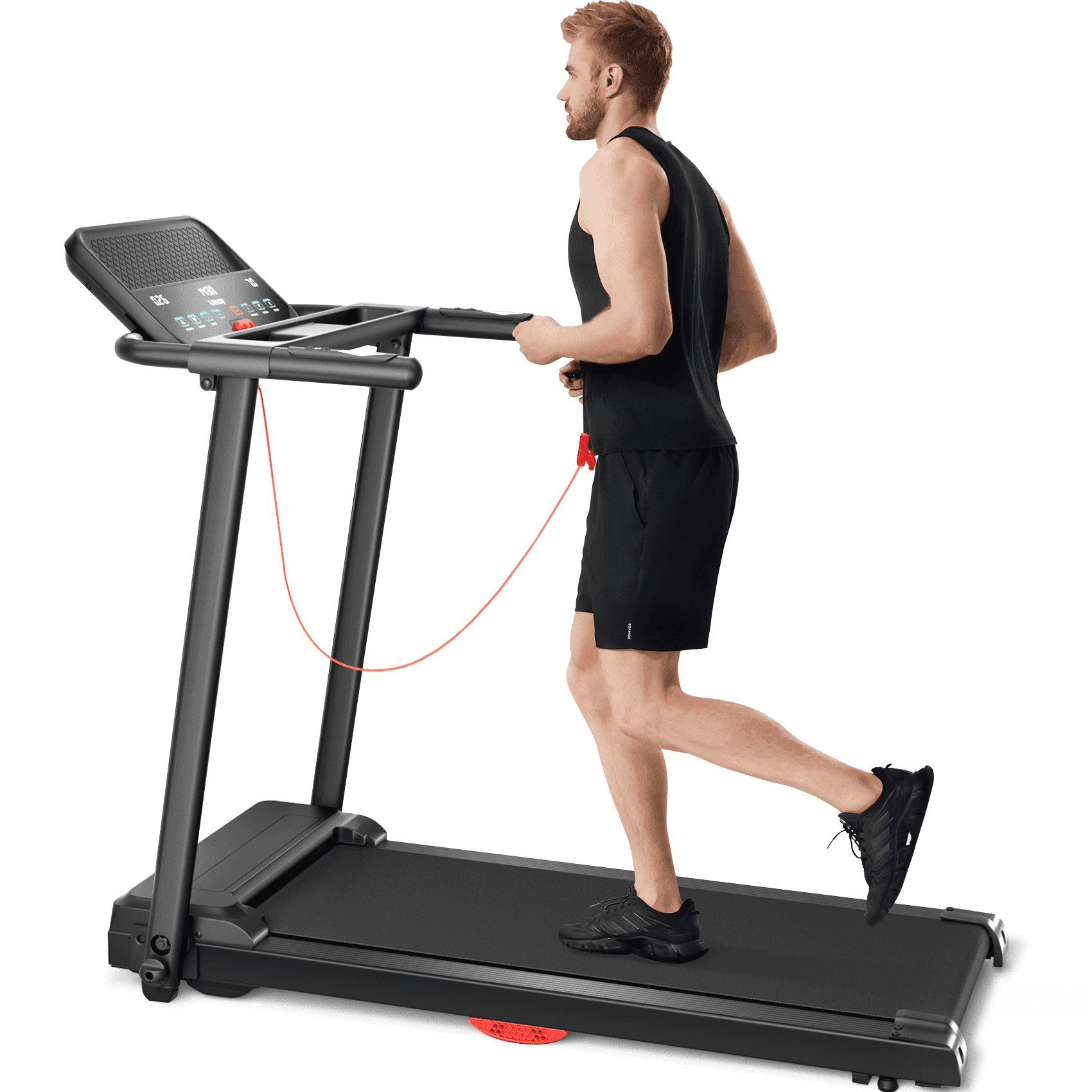 SONITU Quiet 2.5HP Brushless Folding Treadmill, 0.6-7.5 mph Speed, 300 lbs Capacity, SPAX App Compatible for Home