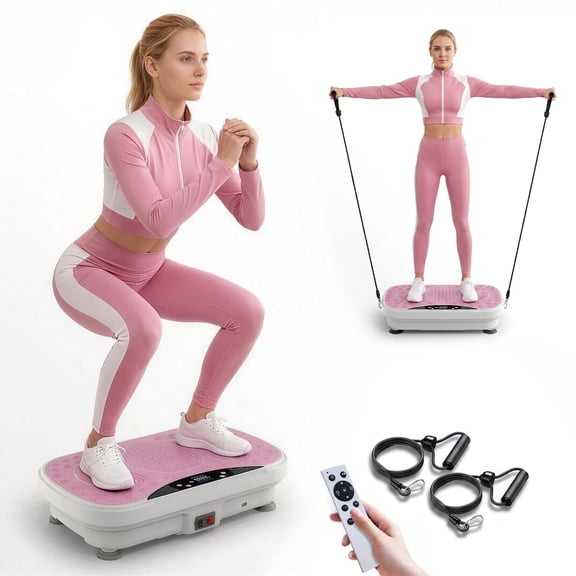 SONITU Vibration Plate Exercise Machine, 350 lbs Capacity Vibrating Platform Machines for Weight Loss, with 2 Resistance Bands & Remote Control