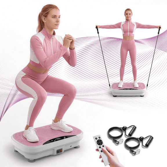 SONITU Vibration Plate Exercise Machine, 350 lbs Capacity Vibrating Platform Machines for Weight Loss, with 2 Resistance Bands & Remote Control