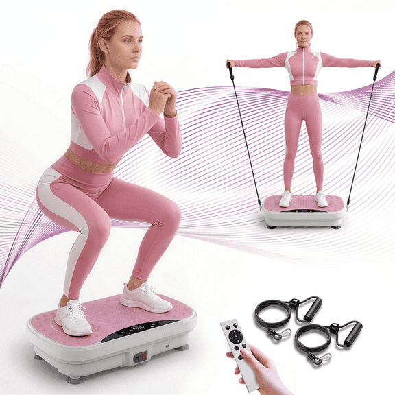 SONITU Vibration Plate Exercise Machine, 350 lbs Capacity Vibrating Platform Machines for Weight Loss, with 2 Resistance Bands & Remote Control