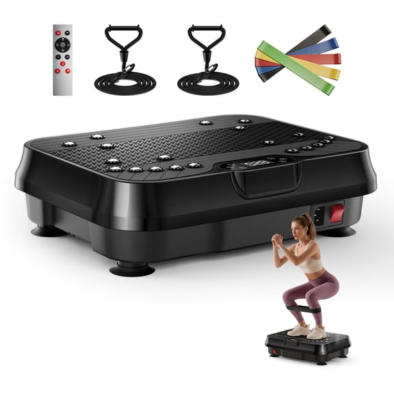 SONITU Vibration Plate Machine, Whole Body Vibrating Plates for Weight Loss,330 Lbs Capacity, with 2 Loops, 5 Resistance Bands & Remote Control