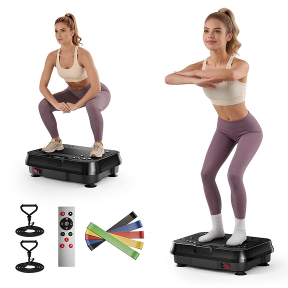 SONITU Vibration Plate machine, Whole Body Vibrating Plates for Weight Loss,330 Lbs Capacity, with 2 Loops, 5 Resistance Bands & Remote Control